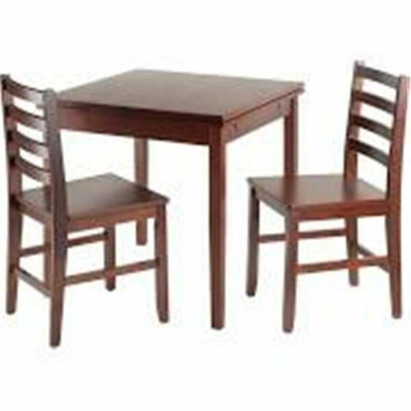 Winsome Trading 3 Piece Pulman Extension Table with 2 Ladder Back Chairs Set, Walnut 94367